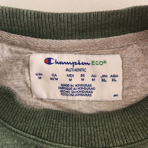 Champion Eco Mens Y2K Moss Green Crewneck Sweatshirt-Size M - Picture 6 of 7